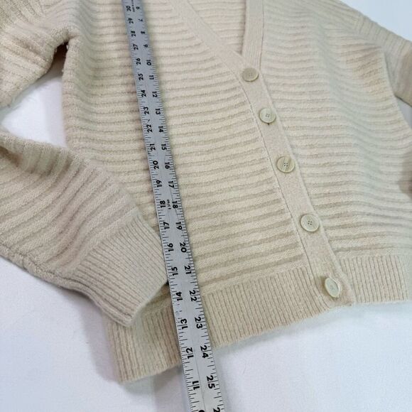 Theory Sweater Cardigan Womens Large Cream Ivory Paramour Merino Wool Yak Blend - Picture 6 of 10